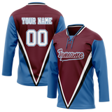 Custom Team Design Maroon & Blue Colors Design Sports Hockey Jersey