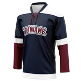 Custom Team Design Navy Blue & Maroon Colors Design Sports Hockey Jersey HK00NYR071808