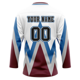 Custom Team Design White & Maroon Colors Design Sports Hockey Jersey HK00NYR080208