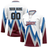 Custom Team Design White & Maroon Colors Design Sports Hockey Jersey HK00NYR080208