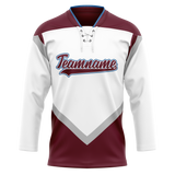 Custom Team Design White & Maroon Colors Design Sports Hockey Jersey HK00CA090208