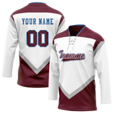 Custom Team Design White & Maroon Colors Design Sports Hockey Jersey HK00NYR090208