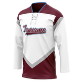 Custom Team Design White & Maroon Colors Design Sports Hockey Jersey HK00CA090208