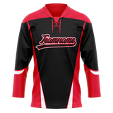 Custom Team Design Black & Red Colors Design Sports Hockey Jersey HK00MW010109