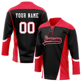 Custom Team Design Black & Red Colors Design Sports Hockey Jersey HK00CB010109