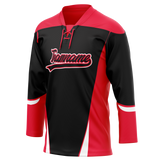 Custom Team Design Black & Red Colors Design Sports Hockey Jersey HK00CB010109