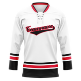 Custom Team Design White & Black Colors Design Sports Hockey Jersey HK00MW030201