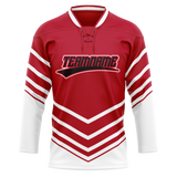 Custom Team Design Red & White Colors Design Sports Hockey Jersey HK00CB040902