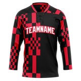 Custom Team Design Black & Red Colors Design Sports Hockey Jersey HK00MW050109