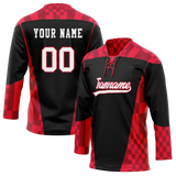 Custom Team Design Black & Red Colors Design Sports Hockey Jersey HK00MW060109