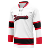 Custom Team Design White & Black Colors Design Sports Hockey Jersey HK00MW070201