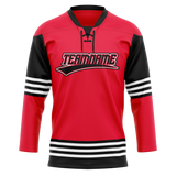 Custom Team Design Red & Black Colors Design Sports Hockey Jersey HK00CB090901