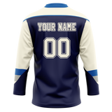 Custom Team Design Royal Blue & Cream Colors Design Sports Hockey Jersey HK00DRW011905