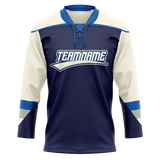 Custom Team Design Royal Blue & Cream Colors Design Sports Hockey Jersey HK00CBJ011905