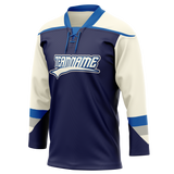 Custom Team Design Royal Blue & Cream Colors Design Sports Hockey Jersey HK00DRW011905