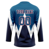 Custom Team Design Dark Aqua & Royal Blue Colors Design Sports Hockey Jersey HK00CBJ021619