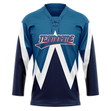 Custom Team Design Dark Aqua & Royal Blue Colors Design Sports Hockey Jersey HK00CBJ021619