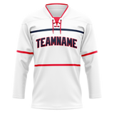 Custom Team Design White & Red Colors Design Sports Hockey Jersey HK00CBJ030209