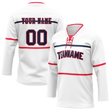 Custom Team Design White & Red Colors Design Sports Hockey Jersey HK00DRW030209