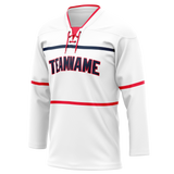 Custom Team Design White & Red Colors Design Sports Hockey Jersey HK00CBJ030209