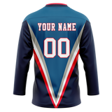 Custom Team Design Dark Aqua & Royal Blue Colors Design Sports Hockey Jersey HK00CBJ041619