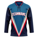 Custom Team Design Dark Aqua & Royal Blue Colors Design Sports Hockey Jersey HK00CBJ041619