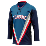 Custom Team Design Dark Aqua & Royal Blue Colors Design Sports Hockey Jersey HK00CBJ041619