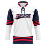 Custom Team Design White & Royal Blue Colors Design Sports Hockey Jersey HK00CBJ050219