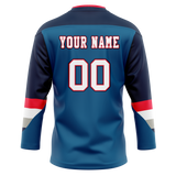 Custom Team Design Light Blue & Navy Blue Colors Design Sports Hockey Jersey HK00DRW062118