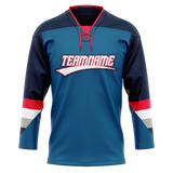 Custom Team Design Light Blue & Navy Blue Colors Design Sports Hockey Jersey HK00CBJ062118