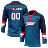 Custom Team Design Light Blue & Navy Blue Colors Design Sports Hockey Jersey