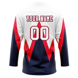 Custom Team Design White & Navy Blue Colors Design Sports Hockey Jersey HK00CBJ070218