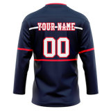 Custom Team Design Navy Blue & Red Colors Design Sports Hockey Jersey HK00DRW081809