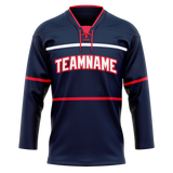 Custom Team Design Navy Blue & Red Colors Design Sports Hockey Jersey HK00CBJ081809