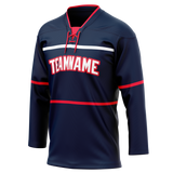 Custom Team Design Navy Blue & Red Colors Design Sports Hockey Jersey HK00CBJ081809