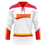 Custom Team Design White & Red Colors Design Sports Hockey Jersey HK00CF040209