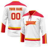 Custom Team Design White & Red Colors Design Sports Hockey Jersey