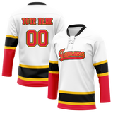 Custom Team Design White & Red Colors Design Sports Hockey Jersey HK00CF050209