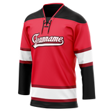 Custom Team Design Red & Black Colors Design Sports Hockey Jersey HK00CH030901