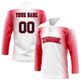 Custom Team Design White & Red Colors Design Sports Hockey Jersey