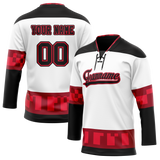 Custom Team Design White & Red Colors Design Sports Hockey Jersey