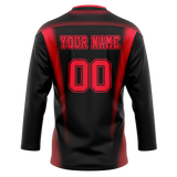 Custom Team Design Black & Red Colors Design Sports Hockey Jersey HK00CH090109