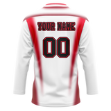 Custom Team Design White & Red Colors Design Sports Hockey Jersey HK00SK100209