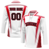 Custom Team Design White & Red Colors Design Sports Hockey Jersey