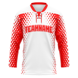 Custom Team Design White & Red Colors Design Sports Hockey Jersey HK00NYI020209