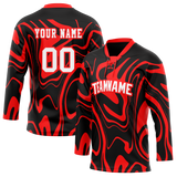 Custom Team Design Black & Red Colors Design Sports Hockey Jersey HK00DRW030109