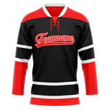 Custom Team Design Black & Red Colors Design Sports Hockey Jersey HK00DRW060109