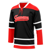 Custom Team Design Black & Red Colors Design Sports Hockey Jersey HK00DRW060109