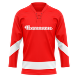 Custom Team Design Red & White Colors Design Sports Hockey Jersey HK00NYI070902