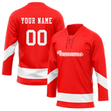 Custom Team Design Red & White Colors Design Sports Hockey Jersey HK00DRW070902